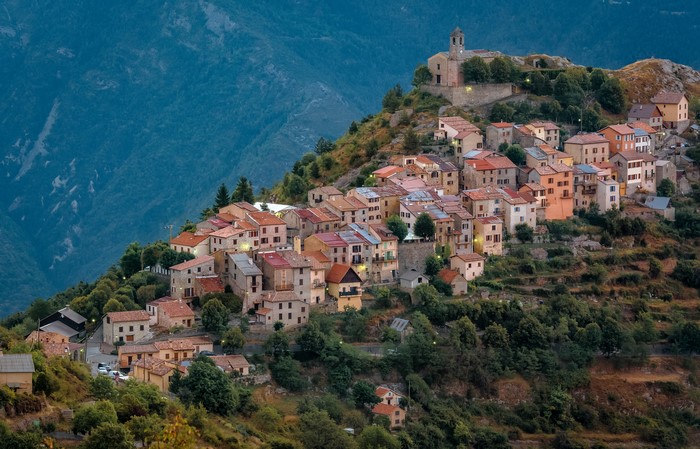 Ilonse, France: Houses on a Steep Hillside