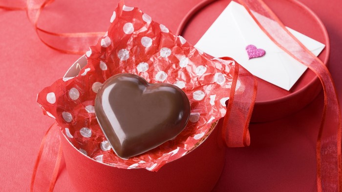 Valentine's Day Chocolate Heart Gift with Ribbon