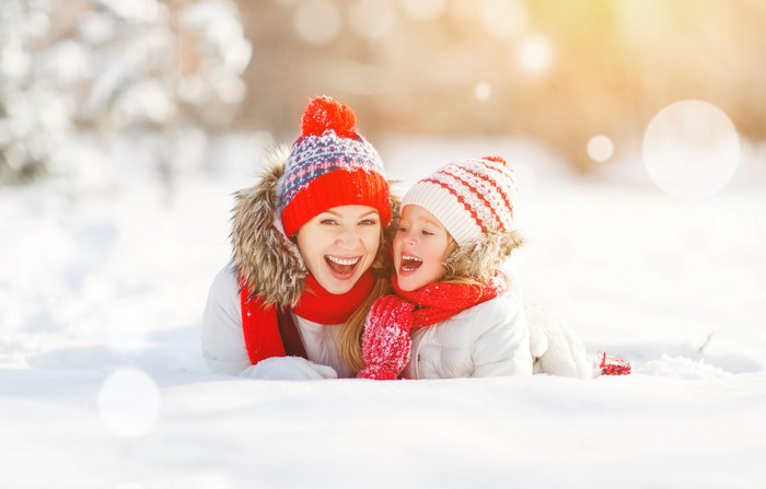 Mother and Daughter in Snow