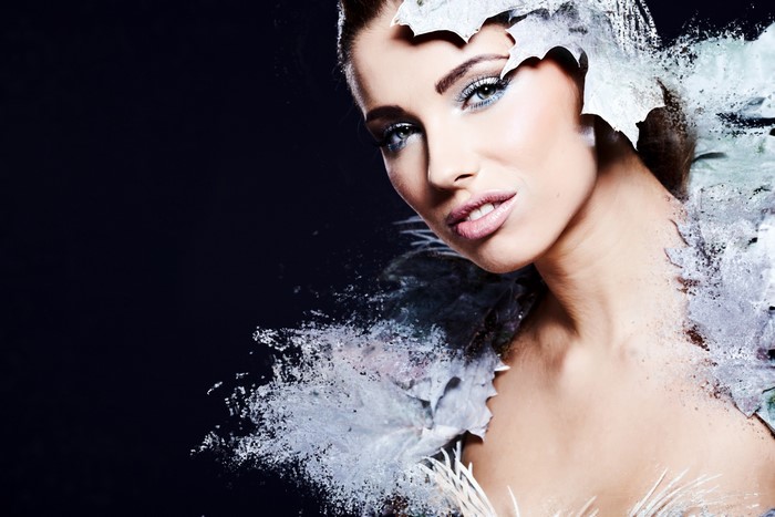 Woman with ice-like makeup and costume