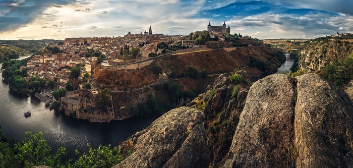 Toledo, Spain: City on a Hillside Overlooking a River