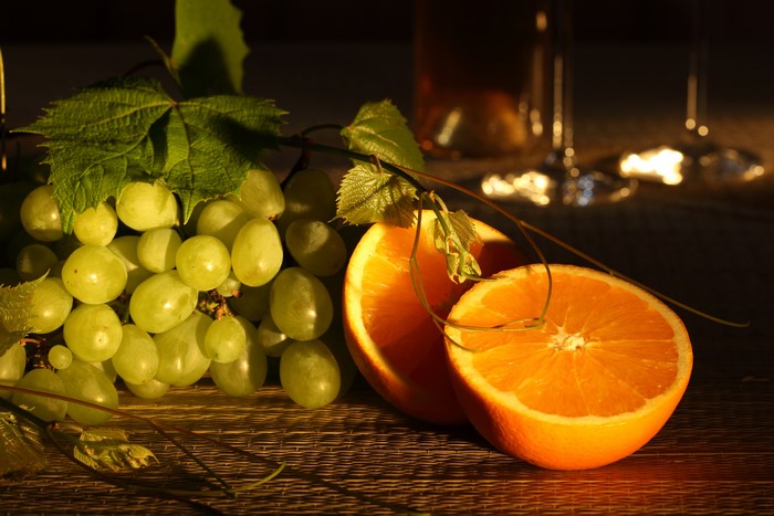 Grapes and Orange Fruit