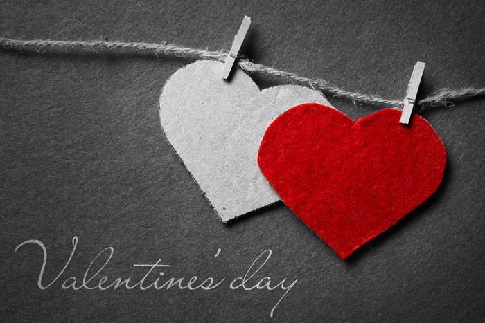 Valentine's Day hearts on a string