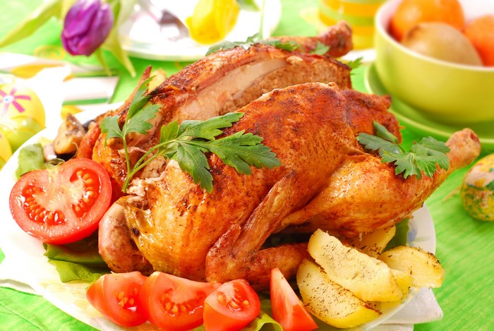 4K Roast Chicken with Tomatoes and Potatoes
