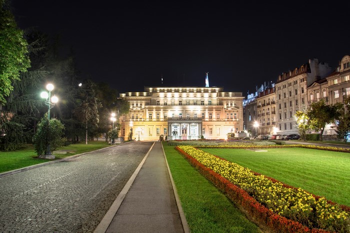 National Assembly Building in Belgrade at Night
