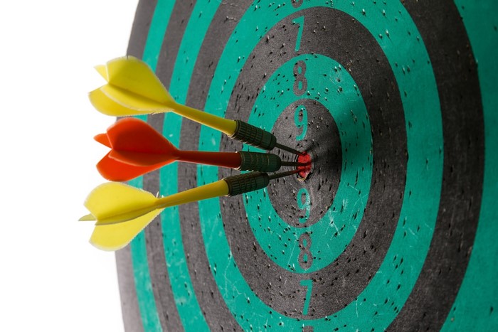 Three darts in a dartboard