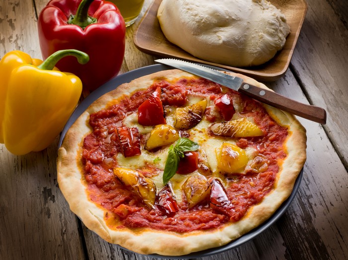 Pizza with Bell Peppers and Dough