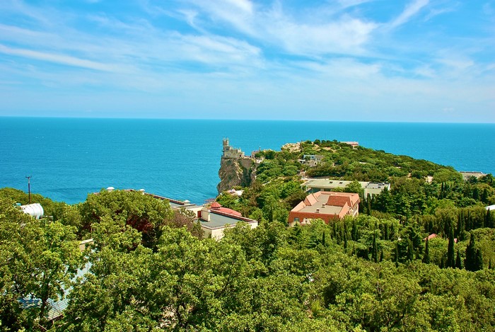 Castle on a cliff overlooking the sea in Yalta, Crimea