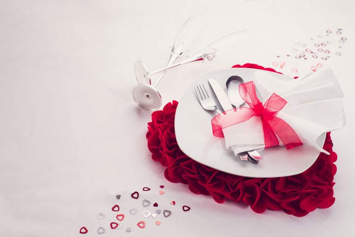 Valentine's Day Table Setting with Heart Plate