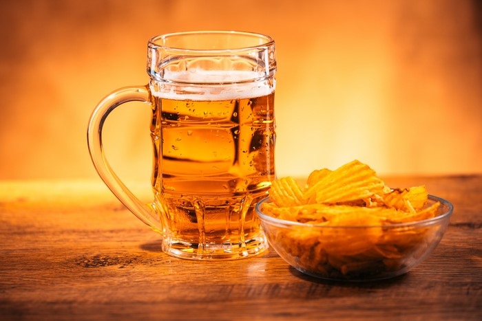 Beer mug and chips