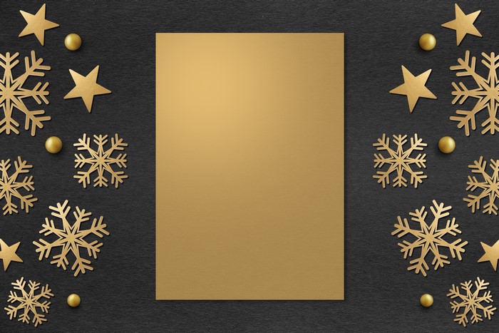 Christmas greeting card template with snowflakes and stars