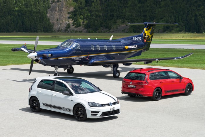 Volkswagen Golf R Estate and Pilatus PC-12 Plane