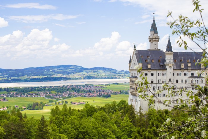 Neuschwanstein Castle in Germany with Summer Scenery