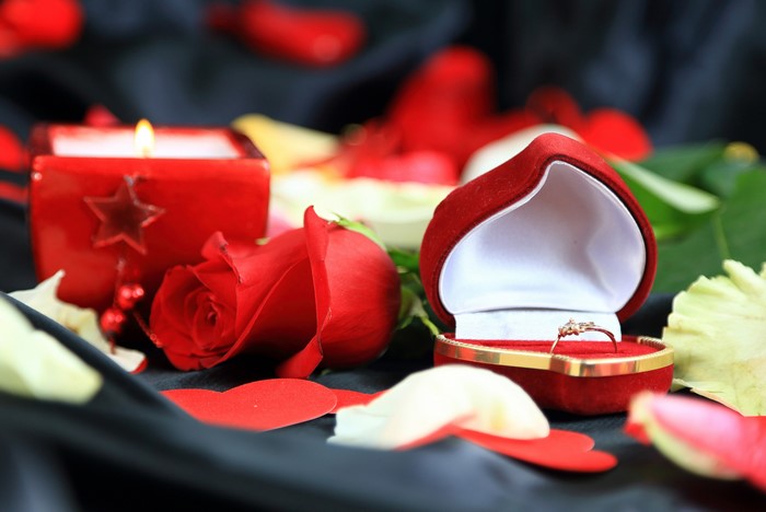 Valentine's Day Ring Box with Rose and Candle