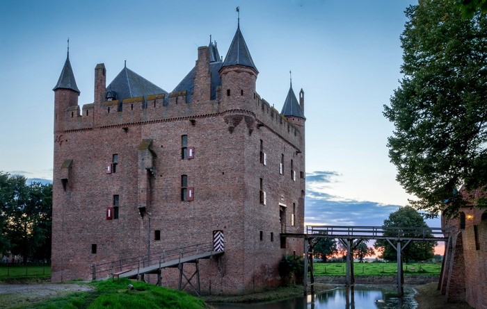 Doornenburg Castle with bridges in the Netherlands