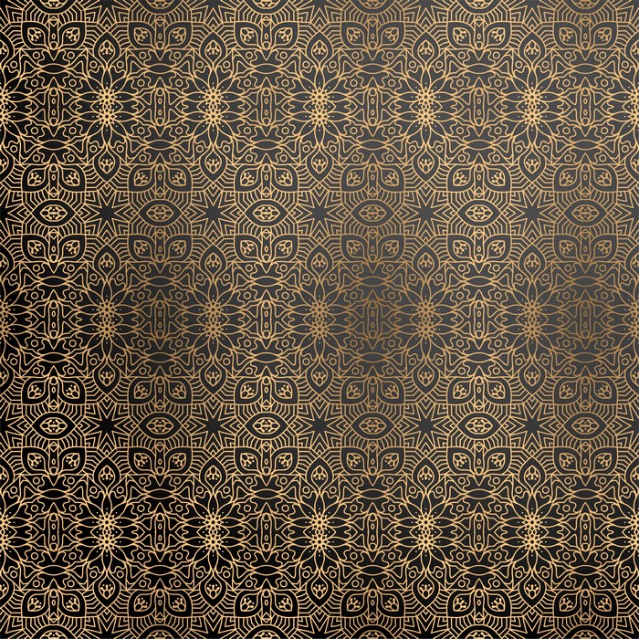 Golden intricate pattern on black background