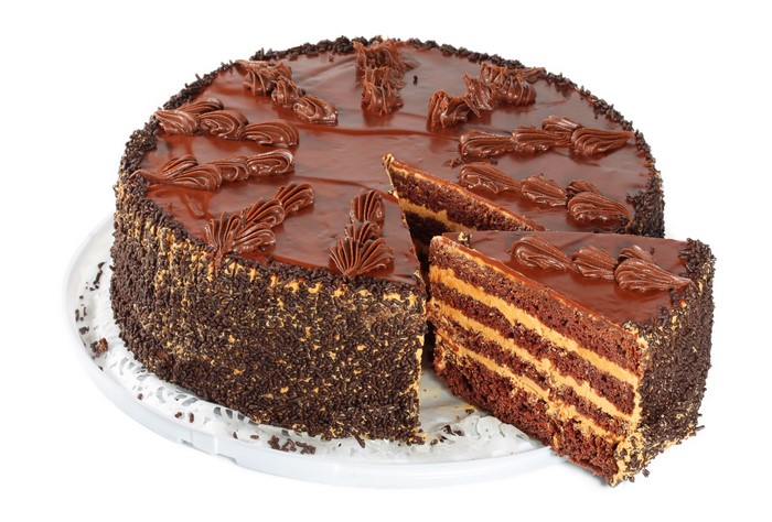 Chocolate cake with chocolate sprinkles and frosting