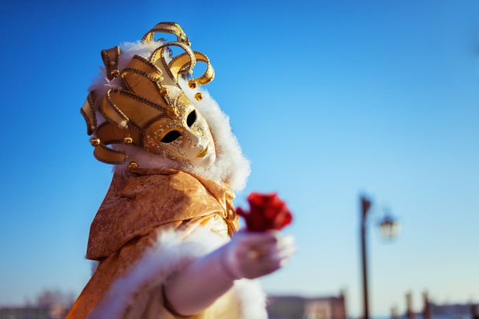 Venetian Carnival Mask with Rose