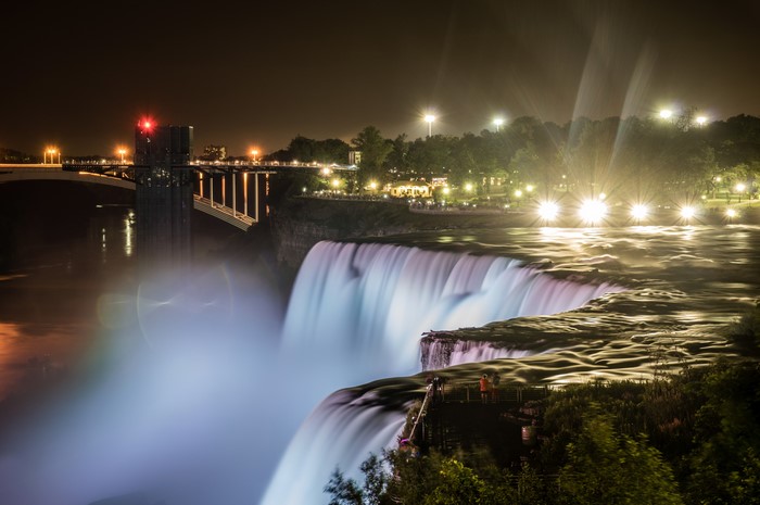 4K, Niagara Falls, USA, Waterfalls, Rivers, New York City, Night, Rays ...