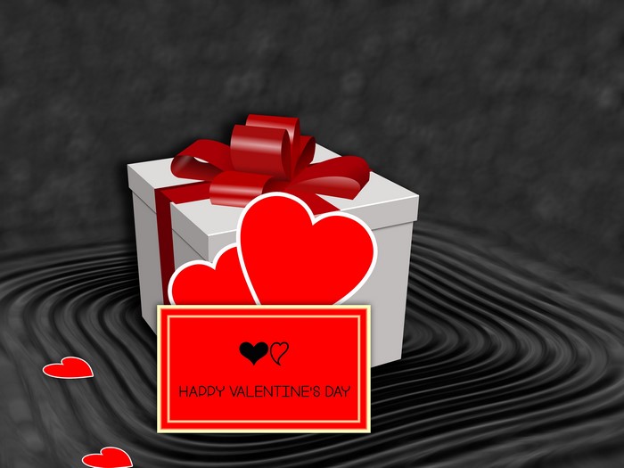 Valentine's Day gift with hearts and card