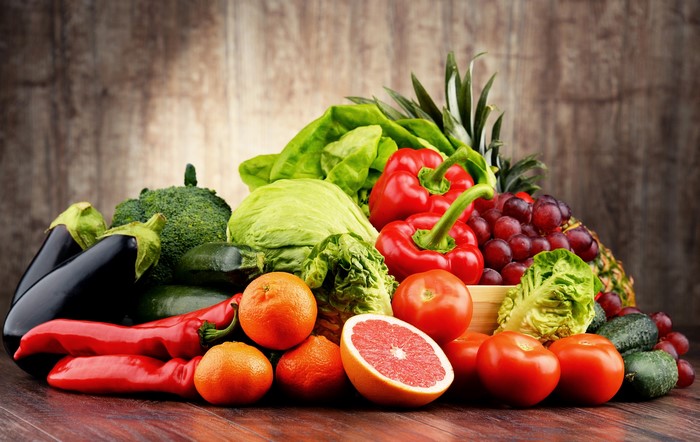 Assortment of fresh fruits and vegetables