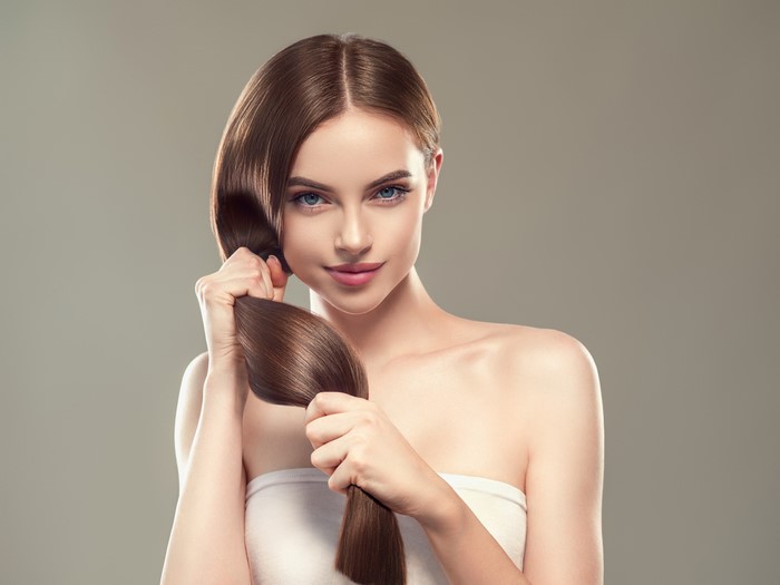Beautiful woman with long brown hair