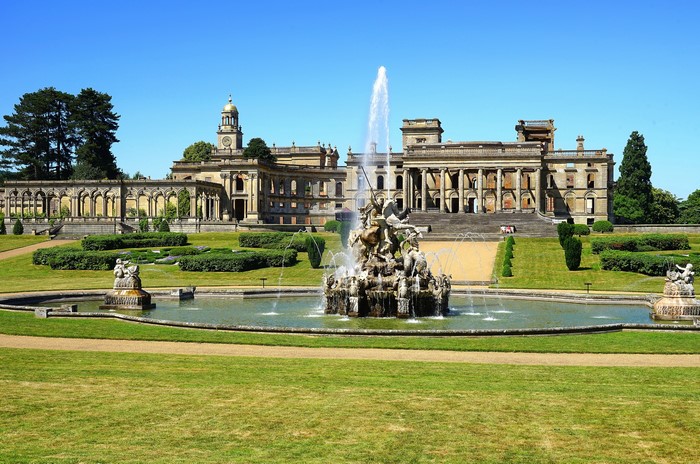 Witley Court Mansion with Fountain and Sculptures in England