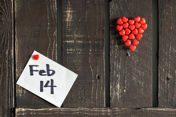 Valentine's Day Feb 14th on Wood Planks
