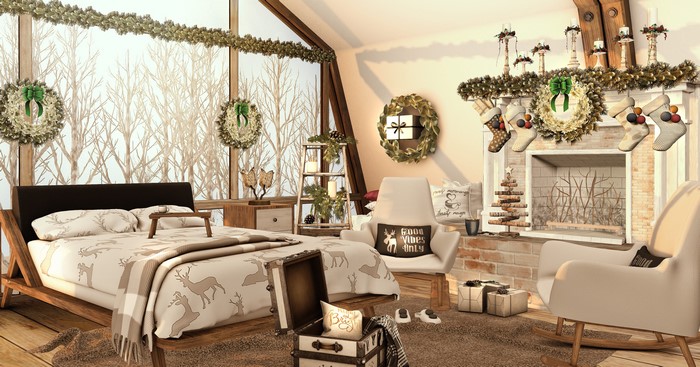 Cozy Christmas Bedroom Interior Design