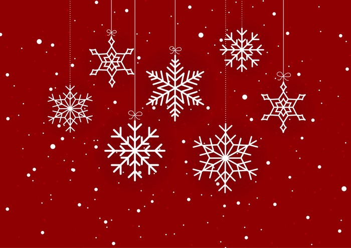 Christmas snowflakes on red background