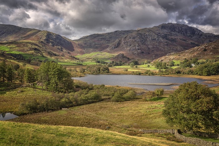 Little Langdale Tarn, England, Mountains, Lake, Autumn Scenery