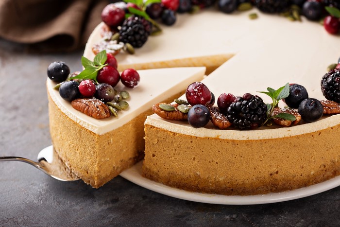 Pumpkin Pie with Berries and Pecans