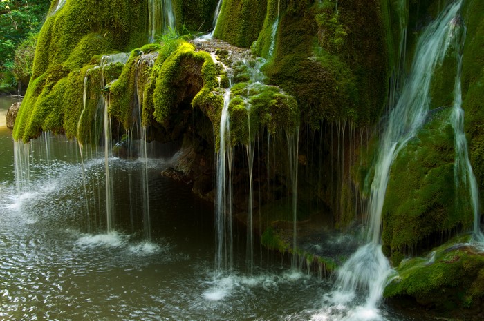 4K Bigar Waterfall in Romania with Mossy Crag
