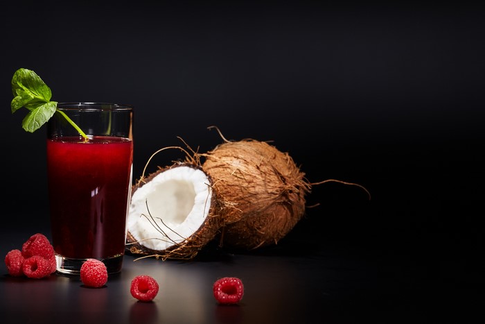 Raspberry Juice with Coconut and Mint