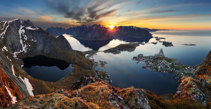 Sunset over Lofoten Islands, Norway