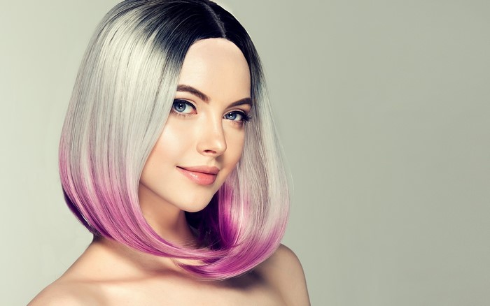 Woman with ombre bob hairstyle