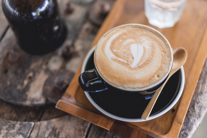 Cappuccino in a cup with latte art