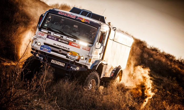 KAMAZ Truck Rallying in Dust