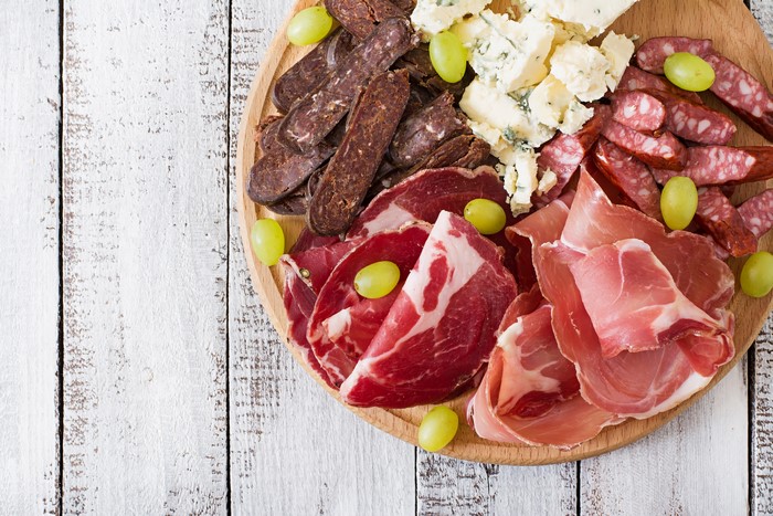 Meat and Cheese Platter with Grapes