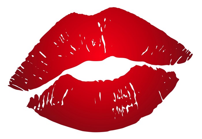 Red lipstick kiss mark on white background