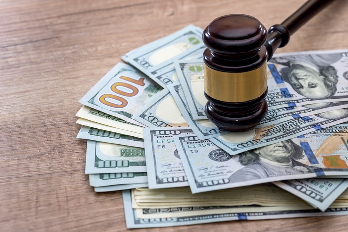 Gavel on US Dollar Banknotes