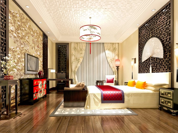 4K Bedroom Interior Design with Chinese Elements