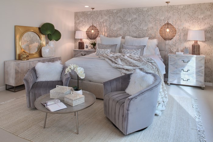 5K Interior Design Bedroom Bed Armchair Lamp