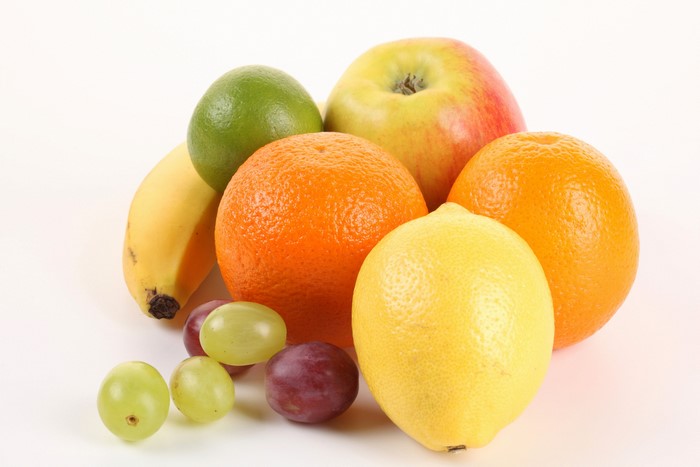 Assortment of Fruits on White Background