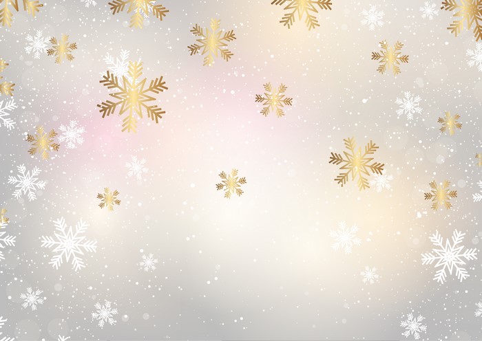 Gold and white snowflakes texture