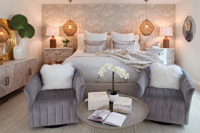 Bedroom Interior Design with Bed and Armchairs