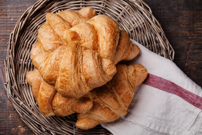 Croissants in a Wicker Basket