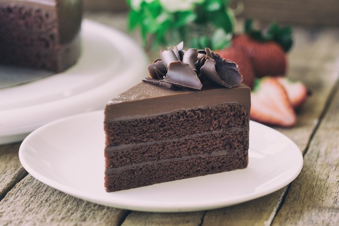 Slice of Chocolate Cake with Strawberries