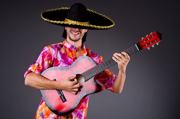 Man in sombrero playing guitar