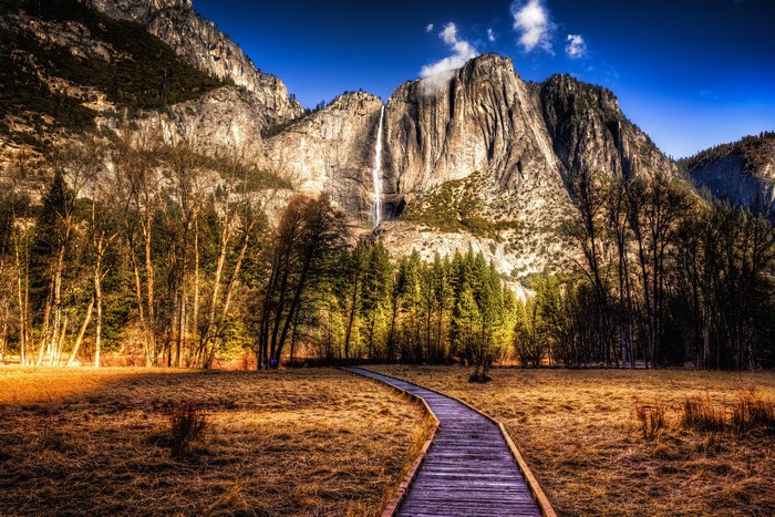 Yosemite National Park Waterfall and Boardwalk